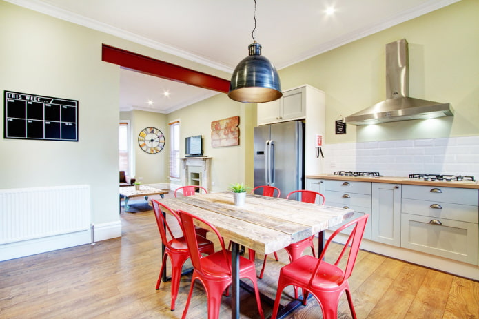 linoleum under the laminate in the kitchen interior
