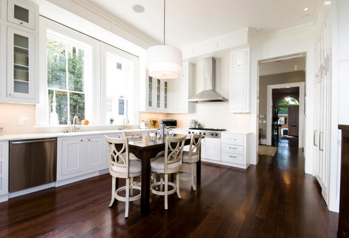 brown linoleum in the kitchen interior