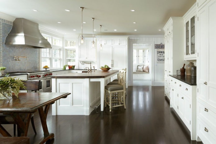 brown linoleum in the kitchen interior