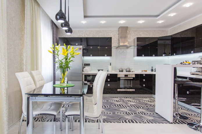 linoleum on the floor in the kitchen interior