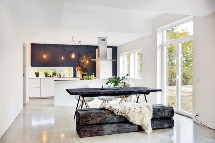 white linoleum in the kitchen interior