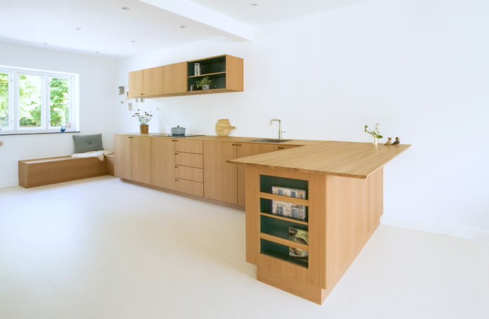white linoleum in the kitchen interior