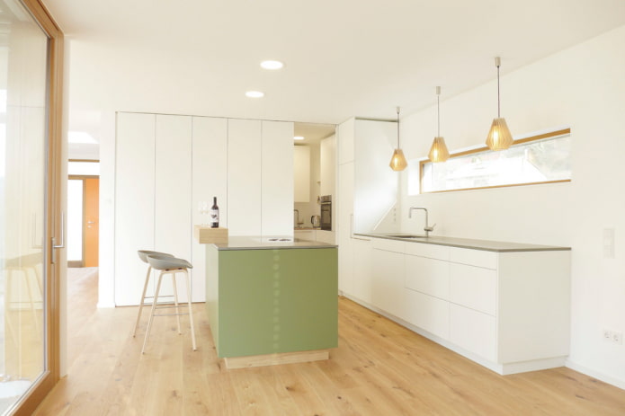 linoleum under the laminate in the kitchen interior