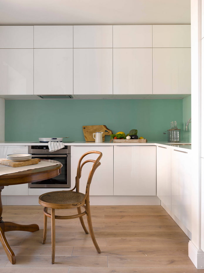 linoleum on the wall in the kitchen interior
