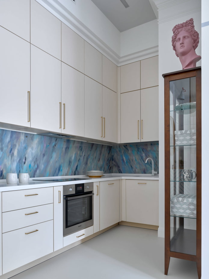 linoleum on the wall in the kitchen interior