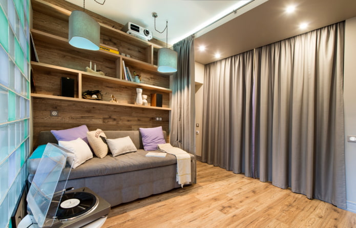 linoleum with imitation laminate in the interior