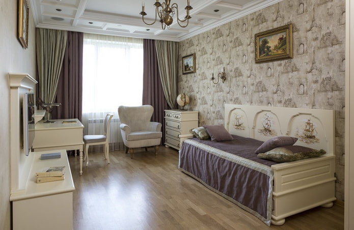 linoleum with imitation laminate in the interior