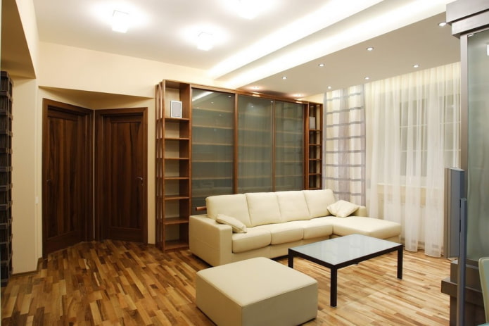 linoleum with imitation laminate in the living room