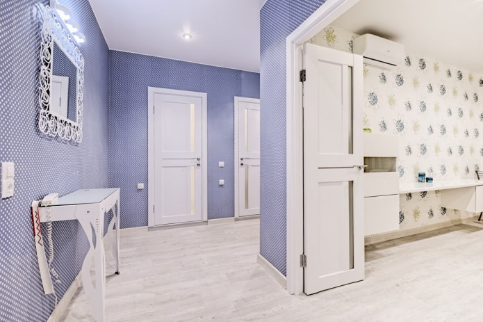 white linoleum with imitation laminate in the interior