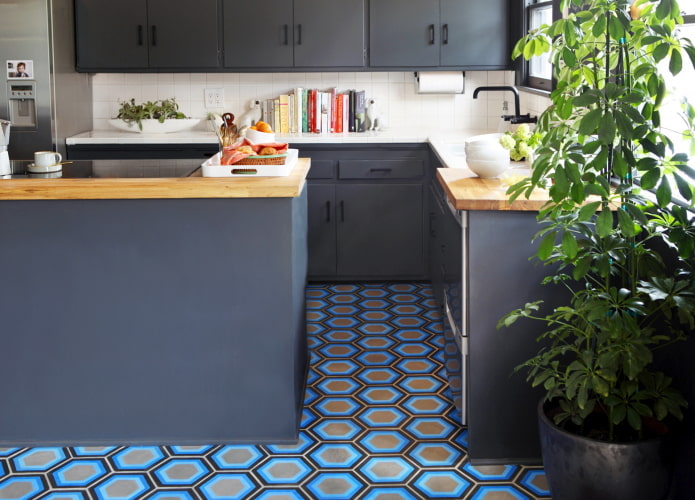 Multicolored honeycombs on the floor