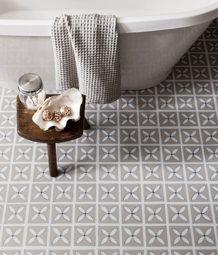 floor under tiles in the bathroom