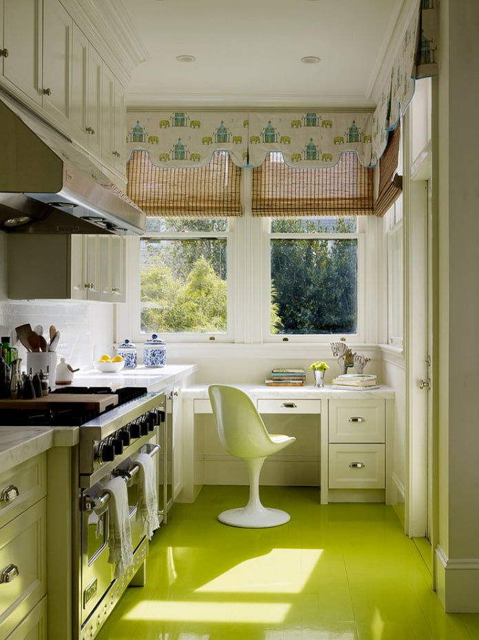 linoleum of green shade in the interior