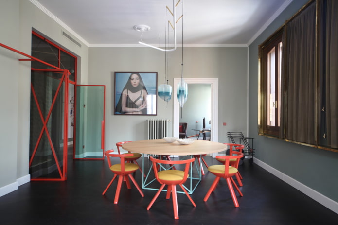 black linoleum in the interior