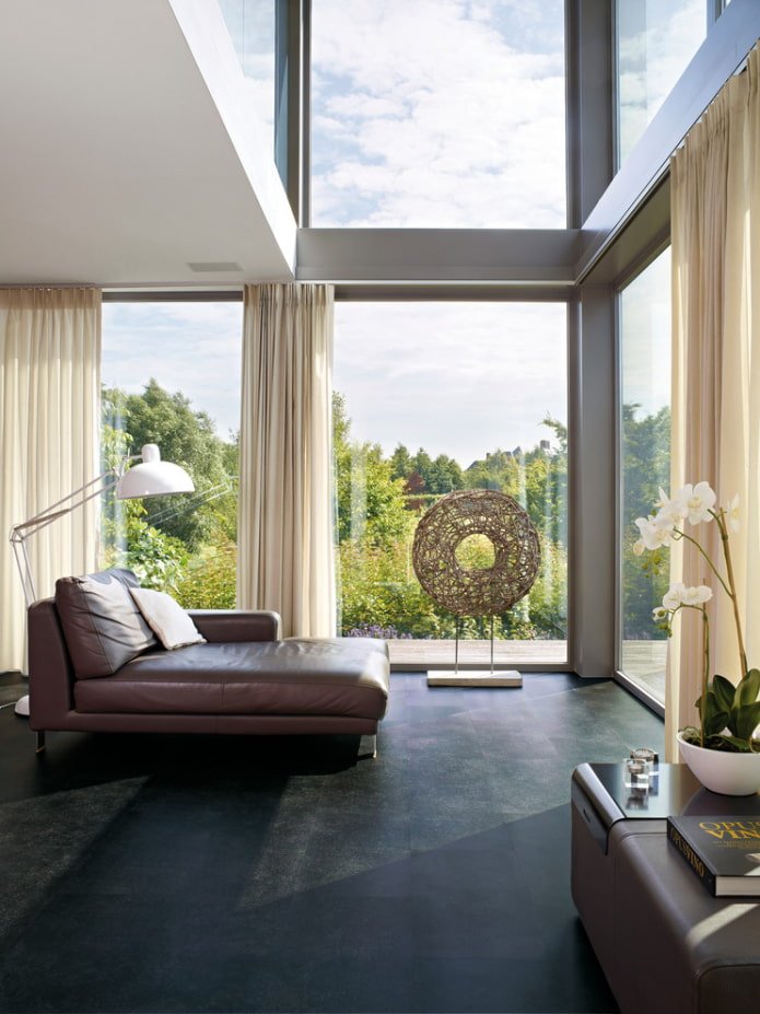 black linoleum in the interior