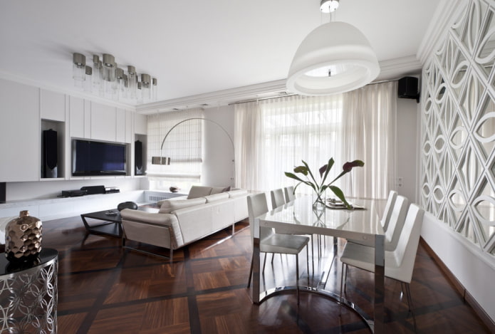 dark-colored linoleum in the interior