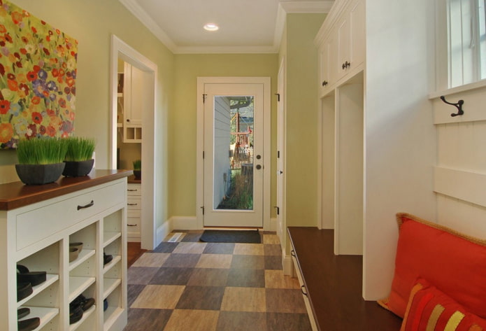 linoleum on the floor in the hallway interior