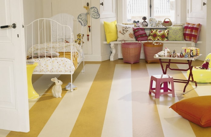 two-color linoleum in the interior