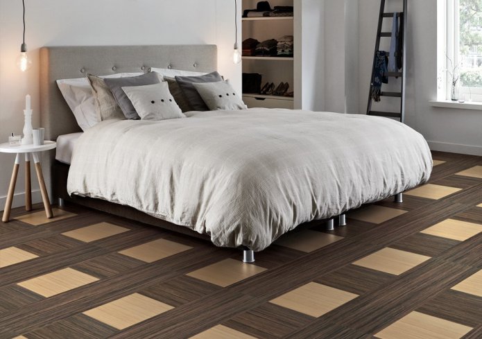 linoleum on the floor in the bedroom interior