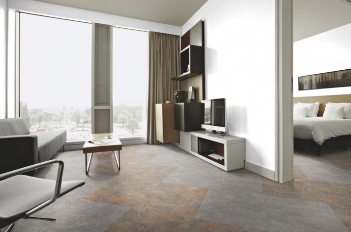 linoleum on the floor in the living room interior