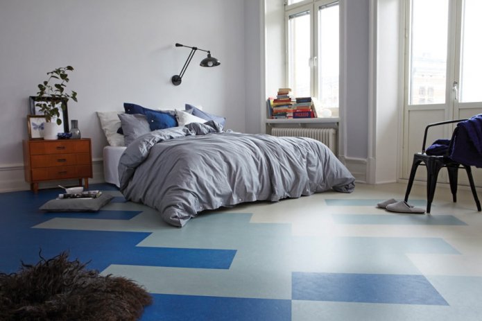 linoleum on the floor in the bedroom interior