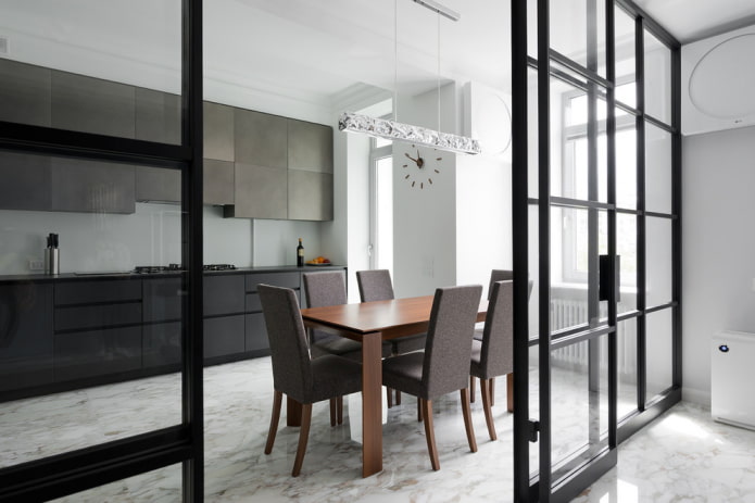 linoleum under the stone in the kitchen interior