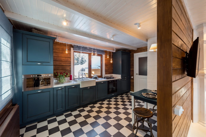 linoleum on the floor in the kitchen interior