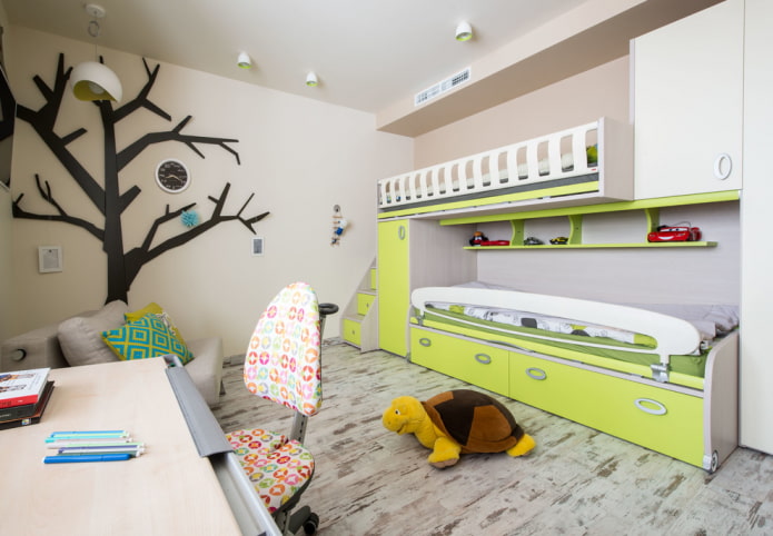 linoleum on the floor in the interior of the nursery