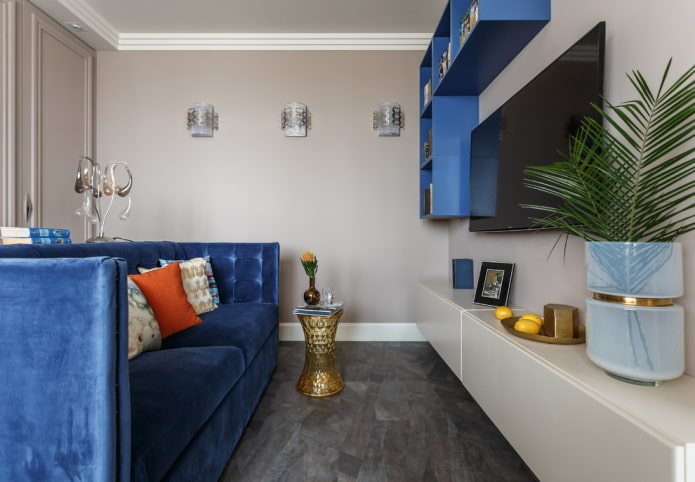 linoleum on the floor in the living room interior