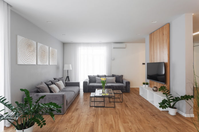 linoleum on the floor in the living room interior