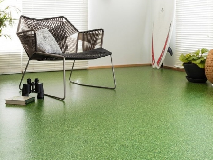 linoleum under the grass in the interior