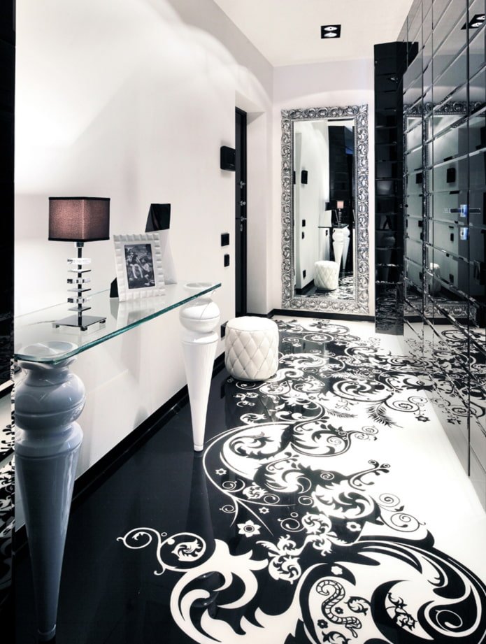 patterned linoleum in the hallway interior