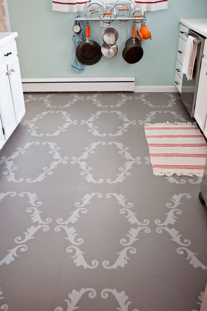 linoleum with patterns in the kitchen interior