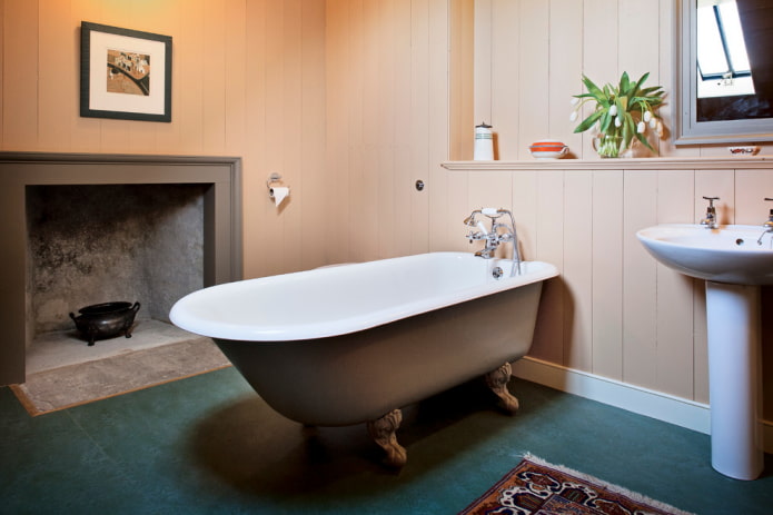 linoleum on the floor in the bathroom interior