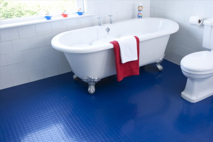 linoleum on the floor in the bathroom interior