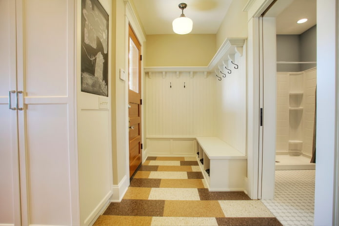 linoleum on the floor in the interior of the hallway