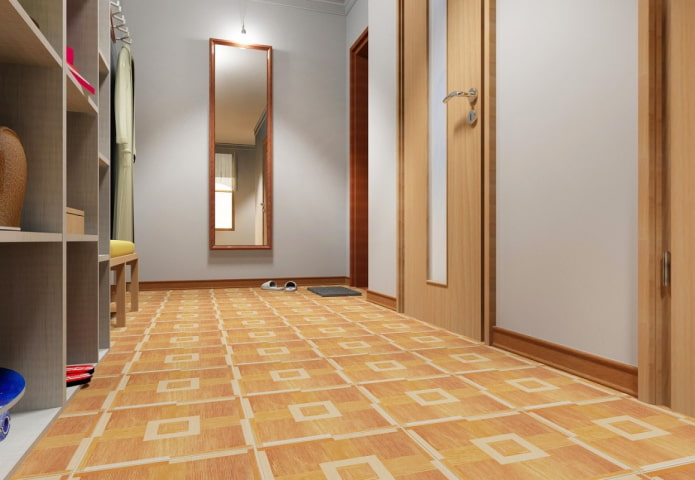 linoleum on the floor in the hallway interior