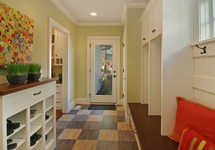 linoleum on the floor in the hallway interior