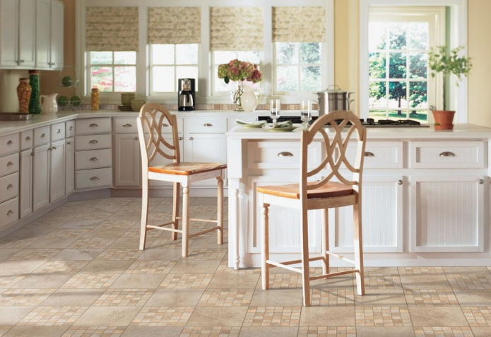 linoleum on the floor in a Provence-style interior