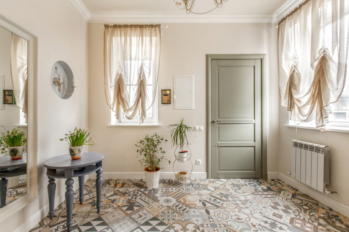 patchwork linoleum in the hallway interior