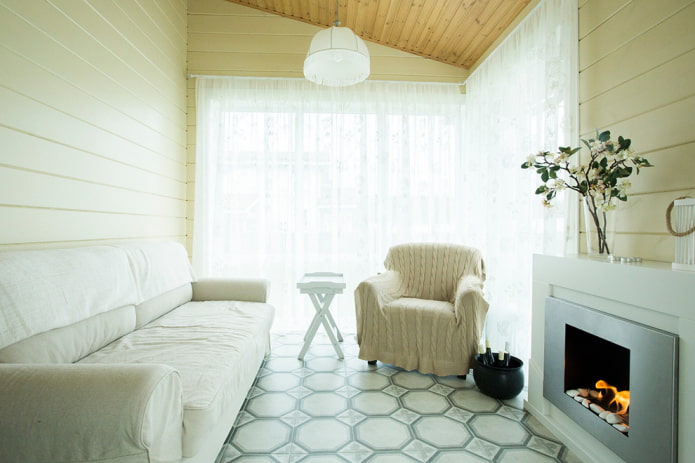 linoleum on the floor in the interior of a country house
