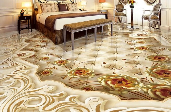 linoleum with flowers in the interior