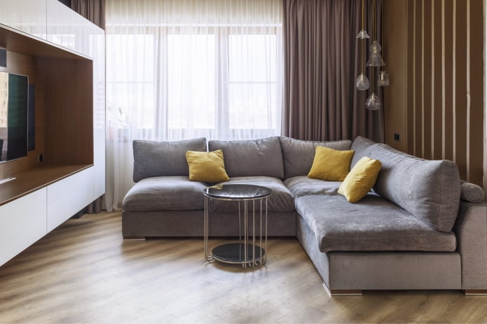 linoleum on the floor in the living room interior