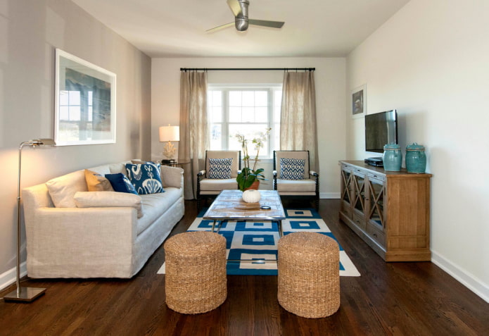 linen curtains in the living room interior