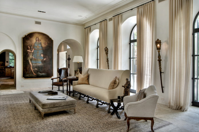 beige linen curtains in the living room