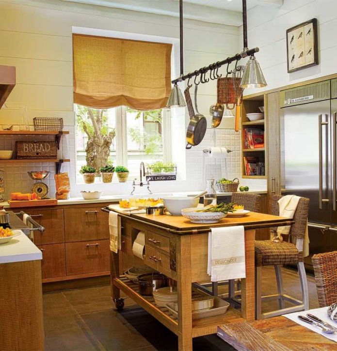 linen roman blinds in the kitchen