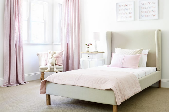 linen curtains in the interior of the child's room