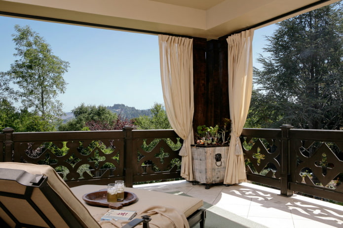 linen curtains on the terrace