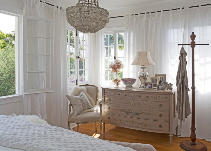 white curtain with ties