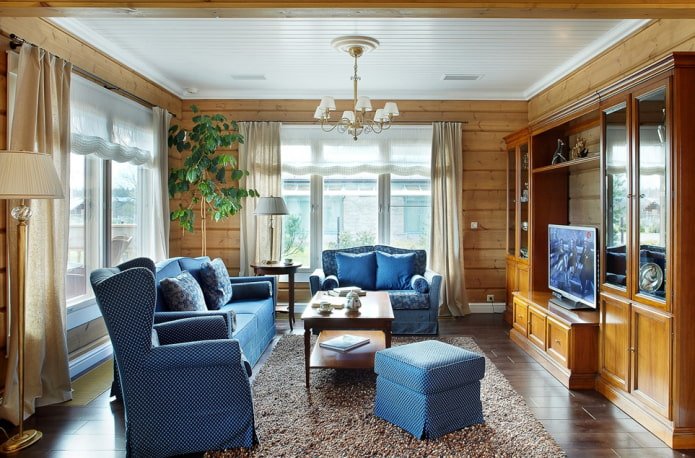 linen curtains in a wooden house