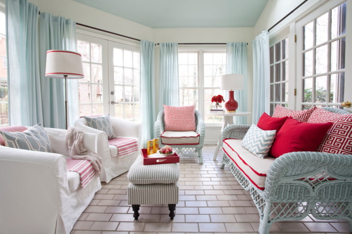 linen curtains in the living room interior